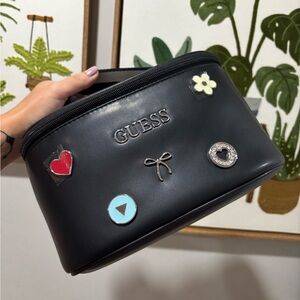 GUESS Black Cosmetic Bag with Decorative Pins